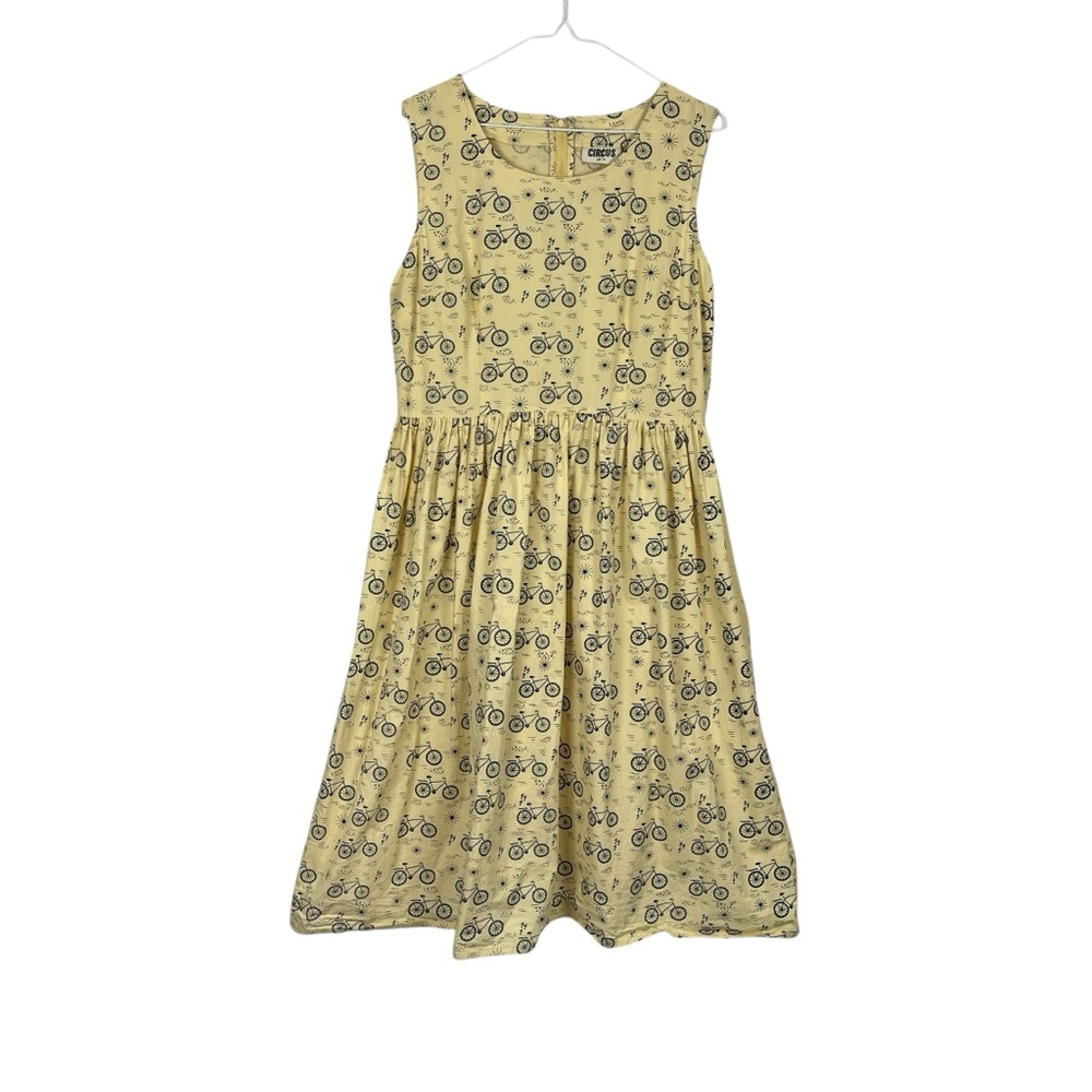 Circus Adorable Bicycle Print Sleeveless Retro Cotton Dress Size UK 14 USA 10